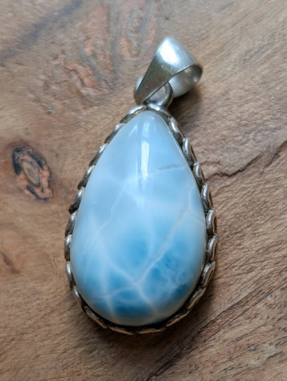 Sterling Silver Blue Larimar Teardrop Pendant